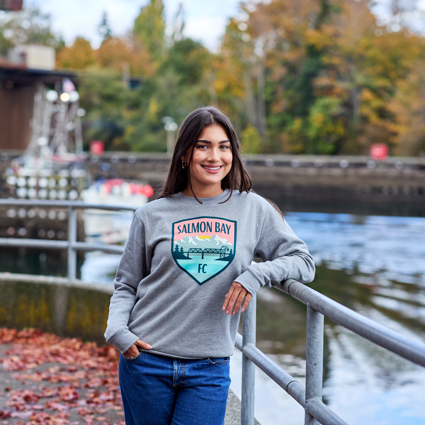 Salmon Bay FC Crest Gray Crewneck