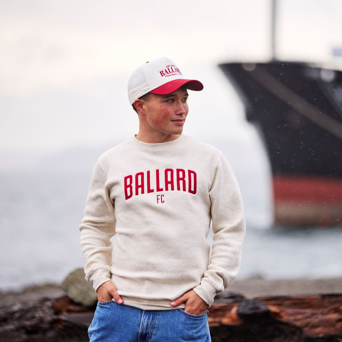 Ballard Merch Ballard FC Wordmark Oatmeal Crewneck – Ballard FC & Salmon Bay FC